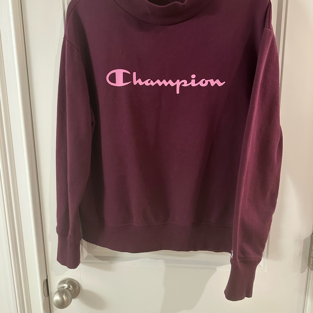 Champion Burgundy Sweatshirt with Pink Logo